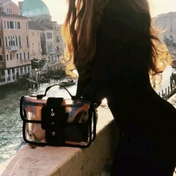 Zara Clear Vinyl Crossbody Bag with Leather Trim - Picture 3 of 7